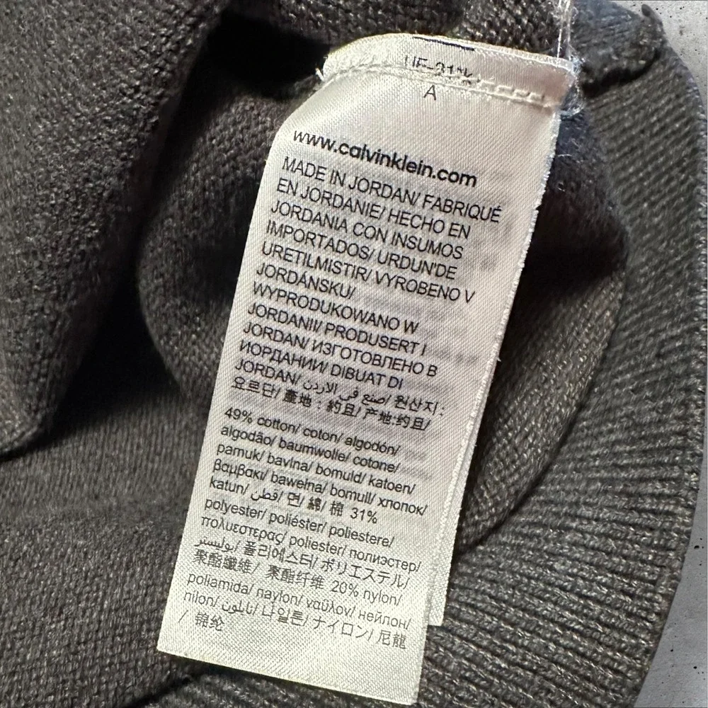 Calvin Klein Mens L Gray‎ Quarter Zip Pullover Sweater Knit Long Sleeve